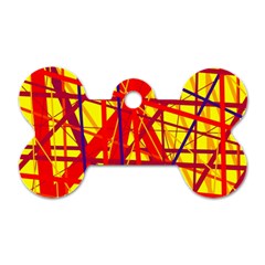 Yellow And Orange Pattern Dog Tag Bone (two Sides) by Valentinaart