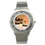 Wonderful Sunset Over The Beach, Tropcal Island Stainless Steel Watch Front