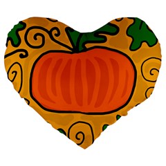 Thanksgiving Pumpkin Large 19  Premium Flano Heart Shape Cushions by Valentinaart