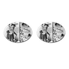 Vintage Song Sheet Lyrics Black White Typography Cufflinks (oval) by yoursparklingshop