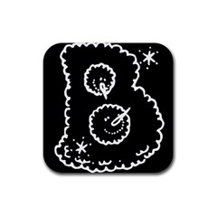Funny Black And White Doodle Snowballs Rubber Coaster (square)  by yoursparklingshop
