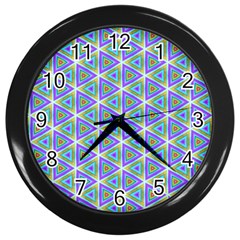 Colorful Retro Geometric Pattern Wall Clocks (black) by DanaeStudio