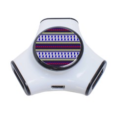 Colorful Retro Geometric Pattern 3-port Usb Hub by DanaeStudio