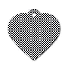 Sports Racing Chess Squares Black White Dog Tag Heart (one Side) by EDDArt