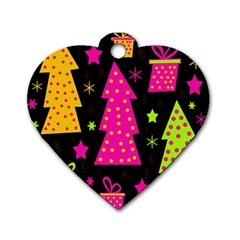 Colorful Xmas Dog Tag Heart (one Side) by Valentinaart
