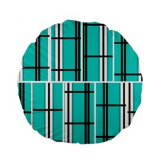 Black And White Stripes                                                                                                          	standard 15  Premium Flano Round Cushion by LalyLauraFLM