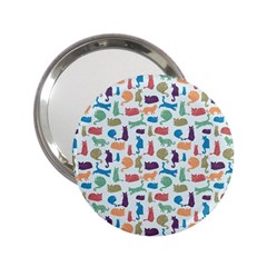 Blue Colorful Cats Silhouettes Pattern 2 25  Handbag Mirrors by Contest580383