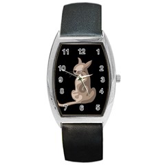 Brown Abstract Cat Barrel Style Metal Watch by Valentinaart