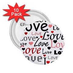 Love Pattern - Red 2 25  Buttons (10 Pack)  by Valentinaart