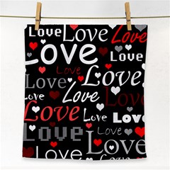 Red Love Pattern Face Towel by Valentinaart
