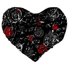 Red Mind Large 19  Premium Heart Shape Cushions by Valentinaart