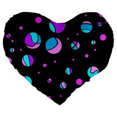 Blue And Purple Dots Large 19  Premium Heart Shape Cushions by Valentinaart