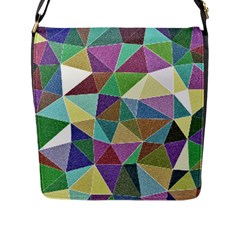Colorful Triangles, Pencil Drawing Art Flap Messenger Bag (l)  by picsaspassion