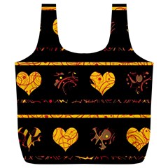 Yellow Harts Pattern Full Print Recycle Bags (l)  by Valentinaart