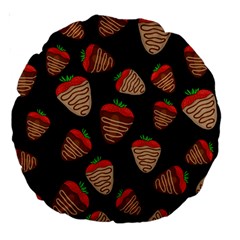 Chocolate Strawberries Pattern Large 18  Premium Round Cushions by Valentinaart