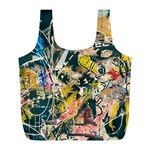 Art Graffiti Abstract Vintage Lines Full Print Recycle Bags (L)  Back