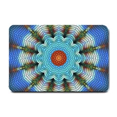 Pattern Blue Brown Background Small Doormat  by Amaryn4rt