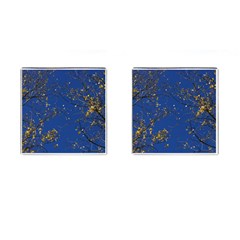 Poplar Foliage Yellow Sky Blue Cufflinks (square) by Amaryn4rt