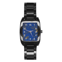 Poplar Foliage Yellow Sky Blue Stainless Steel Barrel Watch by Amaryn4rt