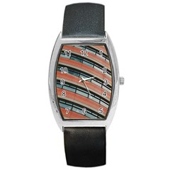Architecture Building Glass Pattern Barrel Style Metal Watch by Amaryn4rt