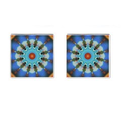 Pattern Blue Brown Background Cufflinks (square) by Amaryn4rt