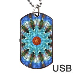 Pattern Blue Brown Background Dog Tag Usb Flash (two Sides) by Amaryn4rt