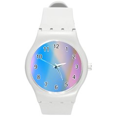 Twist Blue Pink Mauve Background Round Plastic Sport Watch (m) by Nexatart