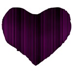 Deep purple lines Large 19  Premium Flano Heart Shape Cushions Back