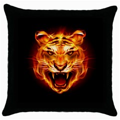 Tiger Throw Pillow Case (black) by Nexatart