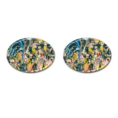 Art Graffiti Abstract Lines Cufflinks (oval) by Nexatart