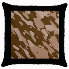 Background For Scrapbooking Or Other Beige And Brown Camouflage Patterns Throw Pillow Case (black) by Nexatart
