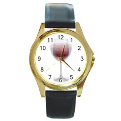 Wine Glass Steve Socha Round Gold Metal Watch by WineGlassOverlay