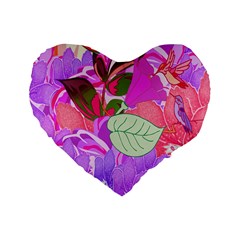 Abstract Flowers Digital Art Standard 16  Premium Flano Heart Shape Cushions by Nexatart