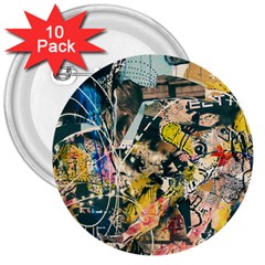 Art Graffiti Abstract Vintage 3  Buttons (10 Pack)  by Nexatart