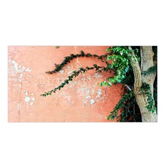 Background Stone Wall Pink Tree Satin Shawl by Nexatart