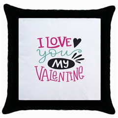 I Love You My Valentine (white) Our Two Hearts Pattern (white) Throw Pillow Case (black) by FashionFling