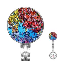 Colorful Graffiti Art Stainless Steel Nurses Watch by Nexatart