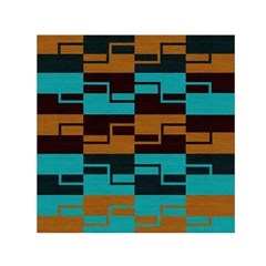 Fabric Textile Texture Gold Aqua Small Satin Scarf (square) by Nexatart