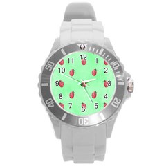 Ladybug Pattern Round Plastic Sport Watch (l) by Nexatart