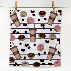 Donuts And Coffee Pattern Face Towel by Valentinaart