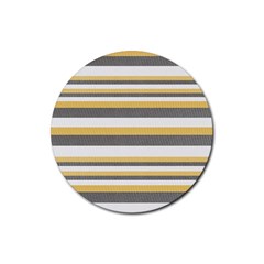 Textile Design Knit Tan White Rubber Round Coaster (4 Pack)  by Nexatart