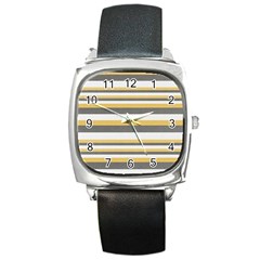 Textile Design Knit Tan White Square Metal Watch by Nexatart