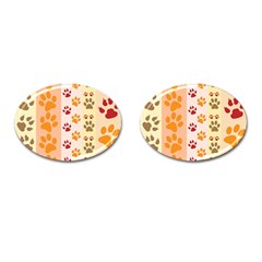 Paw Print Paw Prints Fun Background Cufflinks (oval) by Amaryn4rt