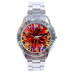 Color Batik Explosion Colorful Stainless Steel Analogue Watch by Amaryn4rt