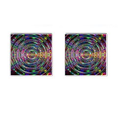 Wave Line Colorful Brush Particles Cufflinks (square) by Amaryn4rt