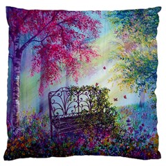 Bench In Spring Forest Large Flano Cushion Case (one Side) by Amaryn4rt