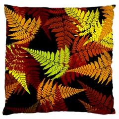 3d Red Abstract Fern Leaf Pattern Large Cushion Case (two Sides) by Amaryn4rt