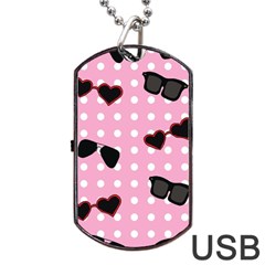 Pisunglass Tech Pink Pattern Dog Tag Usb Flash (two Sides) by Simbadda