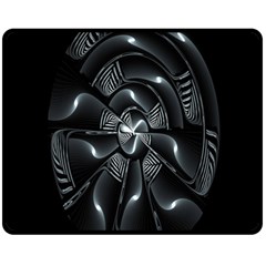 Fractal Disk Texture Black White Spiral Circle Abstract Tech Technologic Fleece Blanket (medium)  by Simbadda
