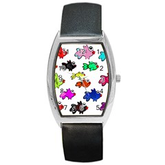 Fishes Marine Life Swimming Water Barrel Style Metal Watch by Simbadda